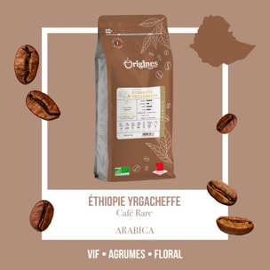 Café Rare bio - Ethiopie Yrgacheffe - Grain 1kg