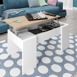 Mesa Centro Elevable 45x100x50 Cm Roble Canadian/blanco Artik