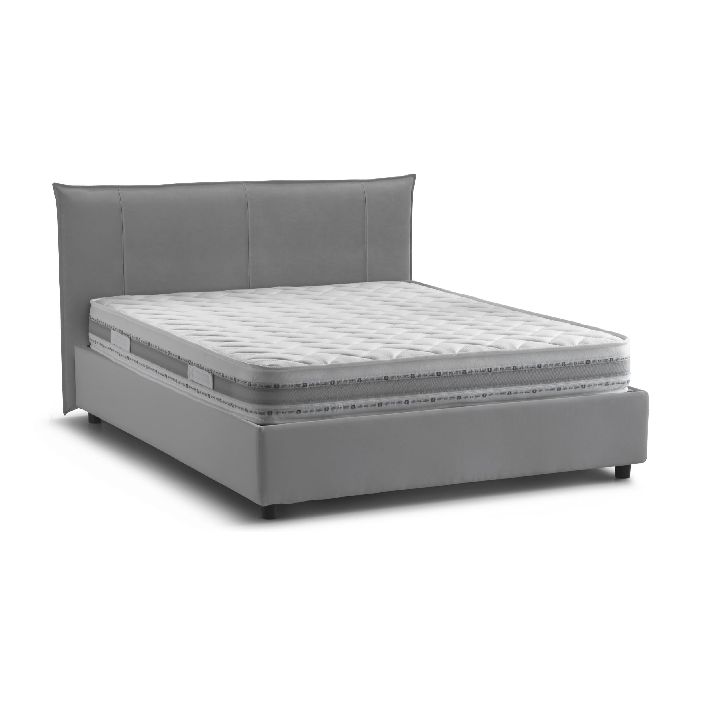 Letto matrimoniale Celeste, Letto contenitore con rivestimento in tessuto, 100% Made in Italy, Apertura frontale, adatto per materasso 160x190 cm, Grigio