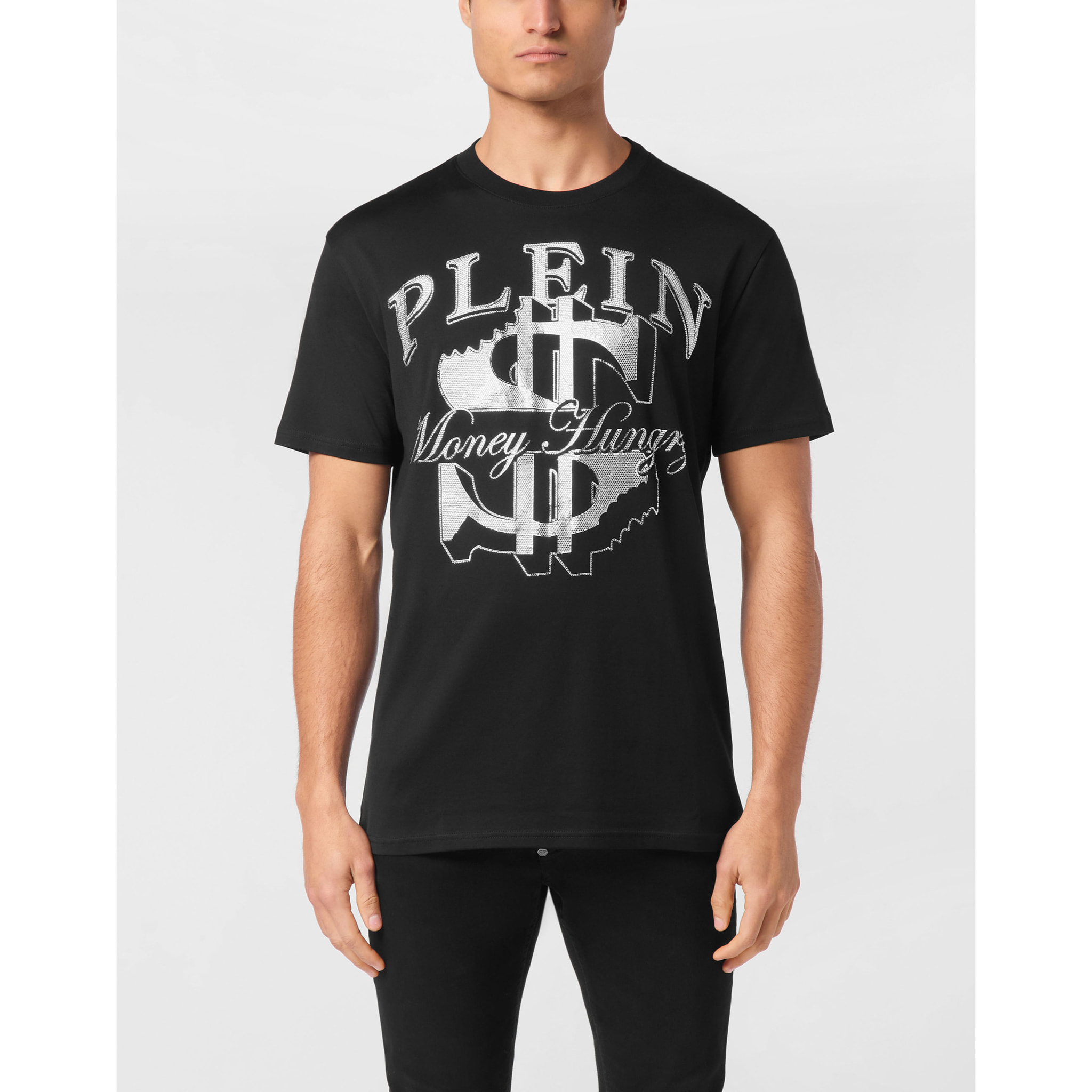 PHILIPP PLEIN Camiseta de cuello redondo y manga corta MONEY