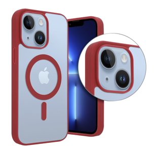DAM Custodia ibrida anti-shock  Magsafe per iPhone 13 / 14. Bordi in silicone e retro in PVC. 7,43x1,06x14,95 cm. Colore: blu scuro