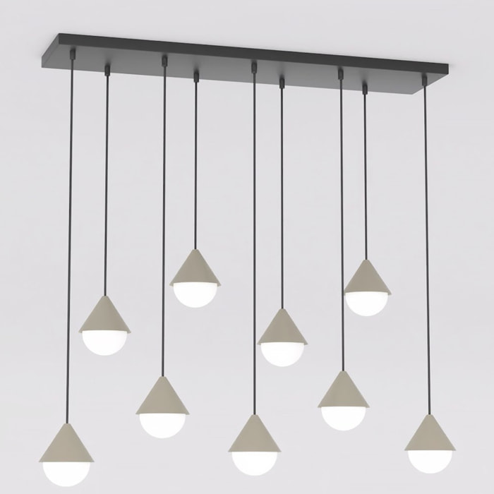 Lampada a sospensione Giro in acciaio nero opaco e vetro
