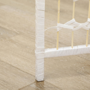 HOMCOM Biombo Plegable de 6 Paneles, 240x170 cm, Biombo Separador de Ambientes de Cuerda de Papel, Marco de Madera, Decoración para Dormitorio, Salón, Blanco