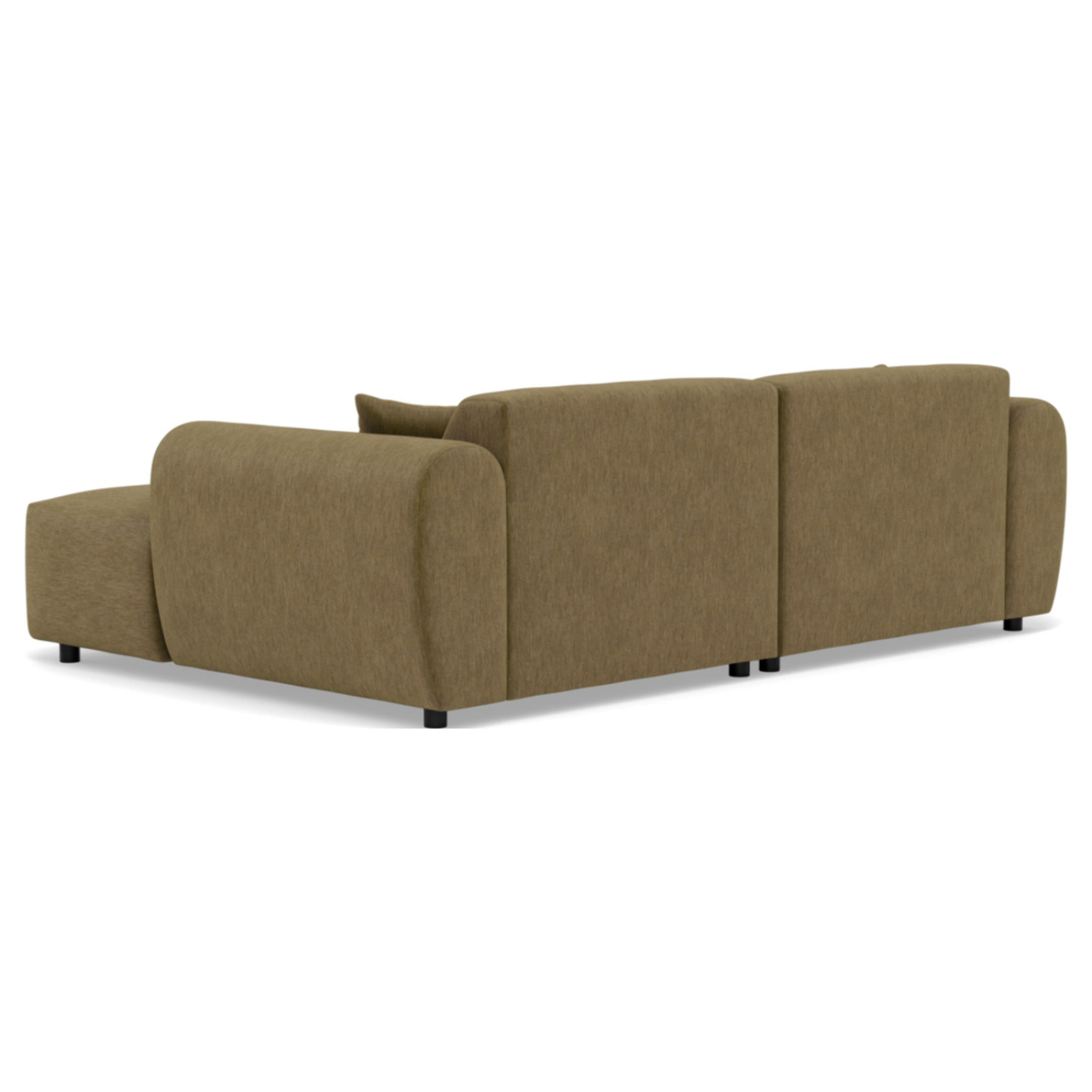 Aumance - canapé droit 4 places avec double méridienne assise profonde en velours texturé - Vert