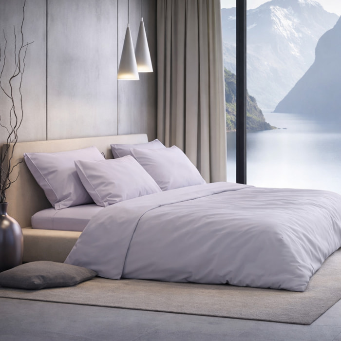SARTORIALE Completo letto Elegance Tinta Unita in Percalle_Singolo_Lilla Cenere