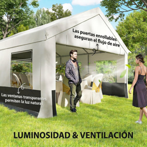 Carpa para Fiesta 4x6 m, Carpa de Jardín con Estructura Acero Galvanizado, Laterales Extraíbles, 2 Puertas con Cremallera, 6 Ventanas, UPF30+, Cenador Gazabo para Boda, Eventos, Gris y Blanco
