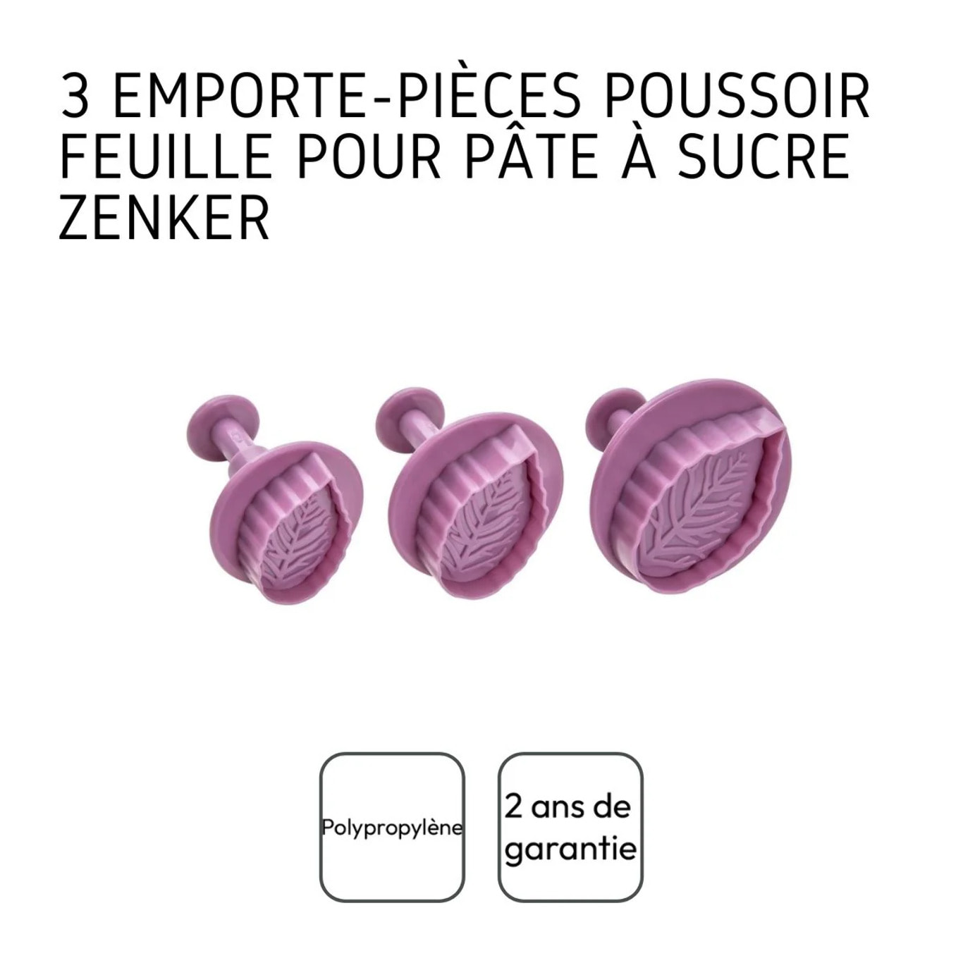 Lot de 3 emporte-pièces poussoir motif feuille Zenker Sweet Sensation