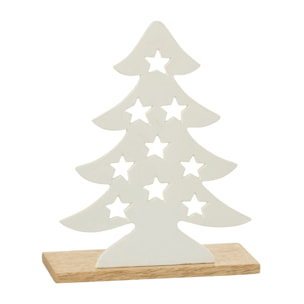 J-Line Bougeoir Sapin Aluminium/Bois Blanc/Naturel Large