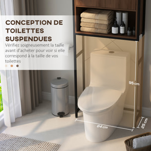 Meuble WC meuble dessus toilettes style industriel 2 portes avec étagère niche acier noir aspect noyer