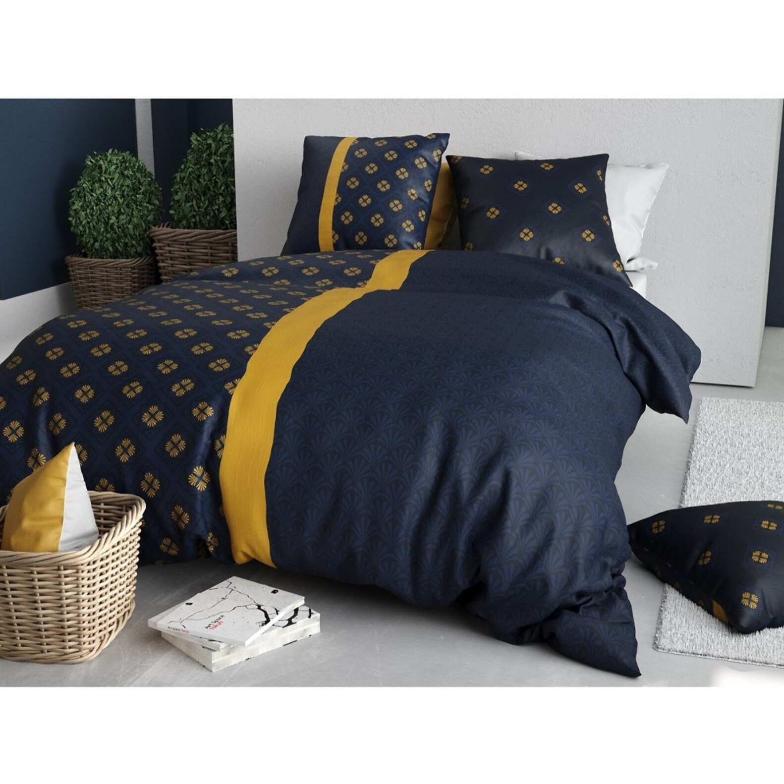 Parure housse de couette coton noir