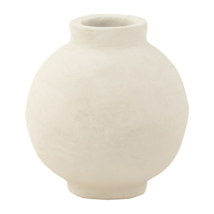 J-Line Pot Sphere Lisse Papier Mache Blanc