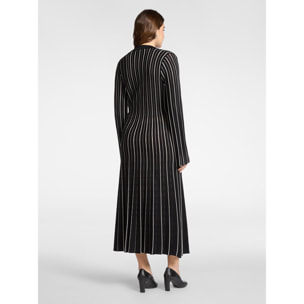 Elena Mirò - Abito in maglia a righe - Nero