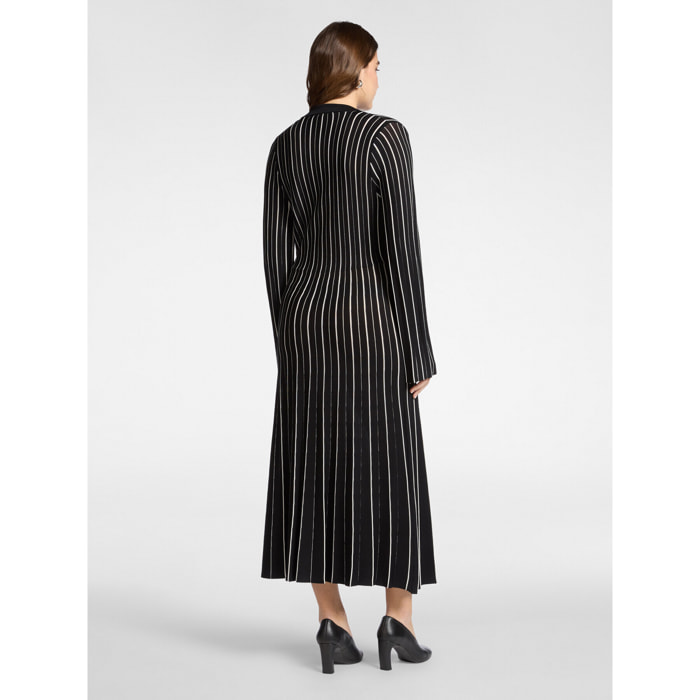 Elena Mirò - Abito in maglia a righe - Nero