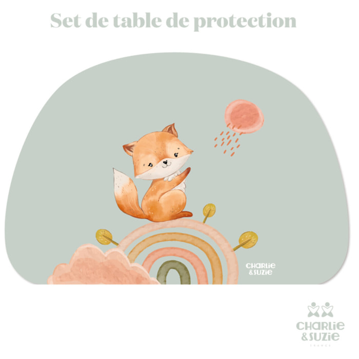 Set de table Renard - Un set de table en lino blanc (40 x 27cm), créé et fabriqué en France..