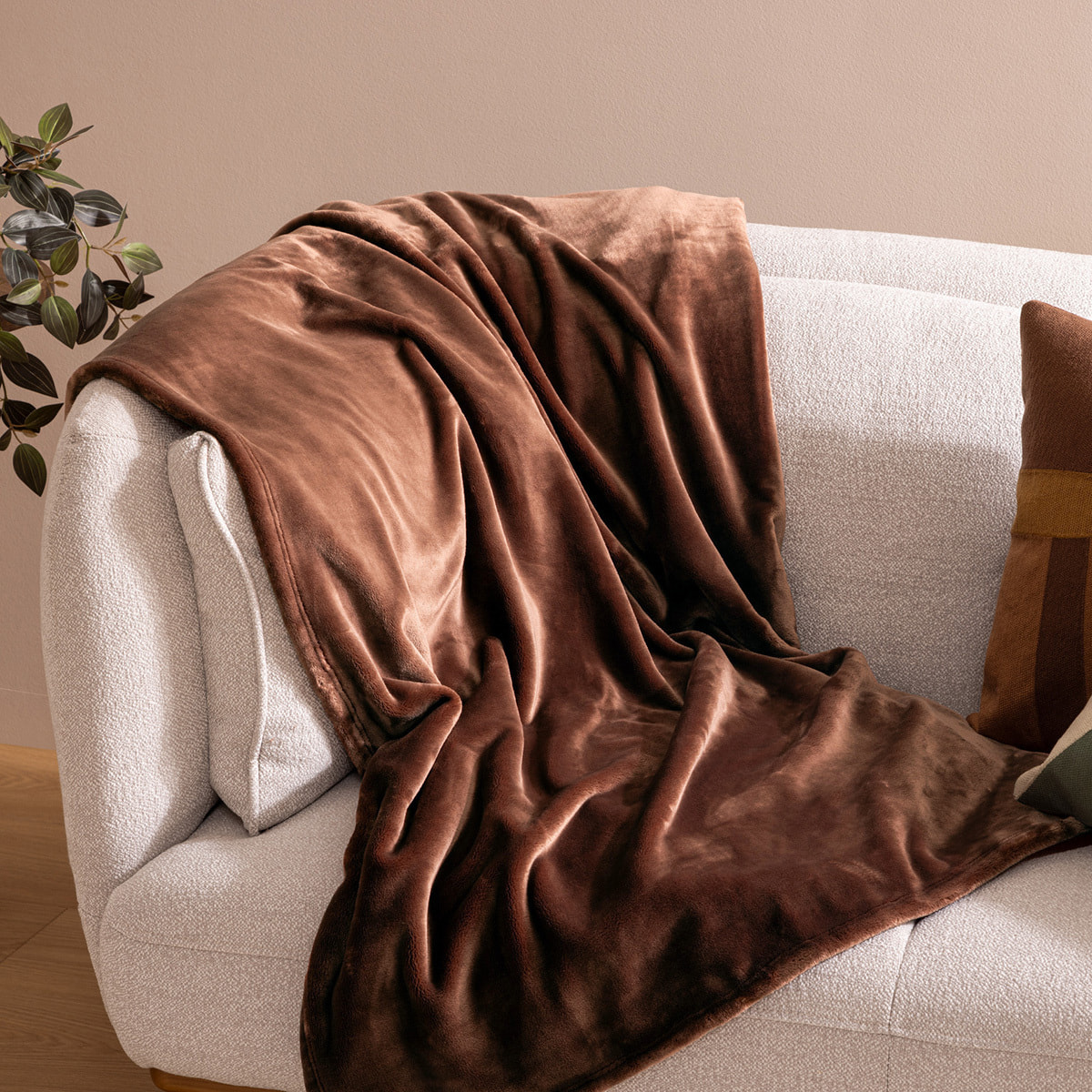 Plaid flanelle Cuddly marron 130x180cm