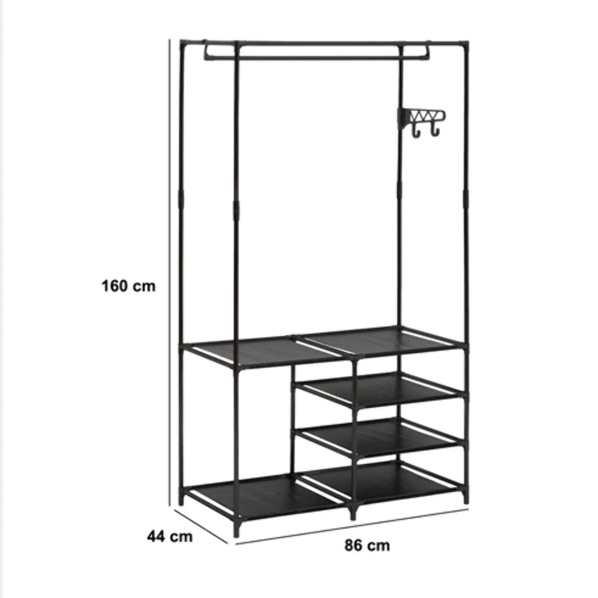 Portant à vêtements "Intissa" 4 niveaux en métal noir H160cm