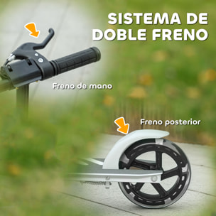 Patinete Plegable para Niños de 3-8 Años, Patinete Infantil de 2 Ruedas con LED Luces, Manillar de 4 Altura Ajustable, Freno Posterior y de Mano, Blanco