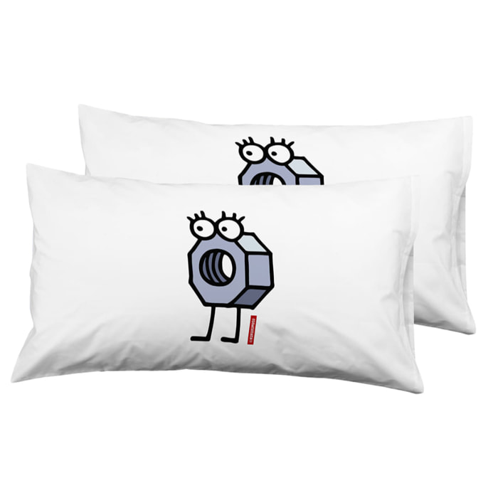 2 Fundas de almohada 50x75 cm Kukuxumusu Enrosque - 100% algodón -