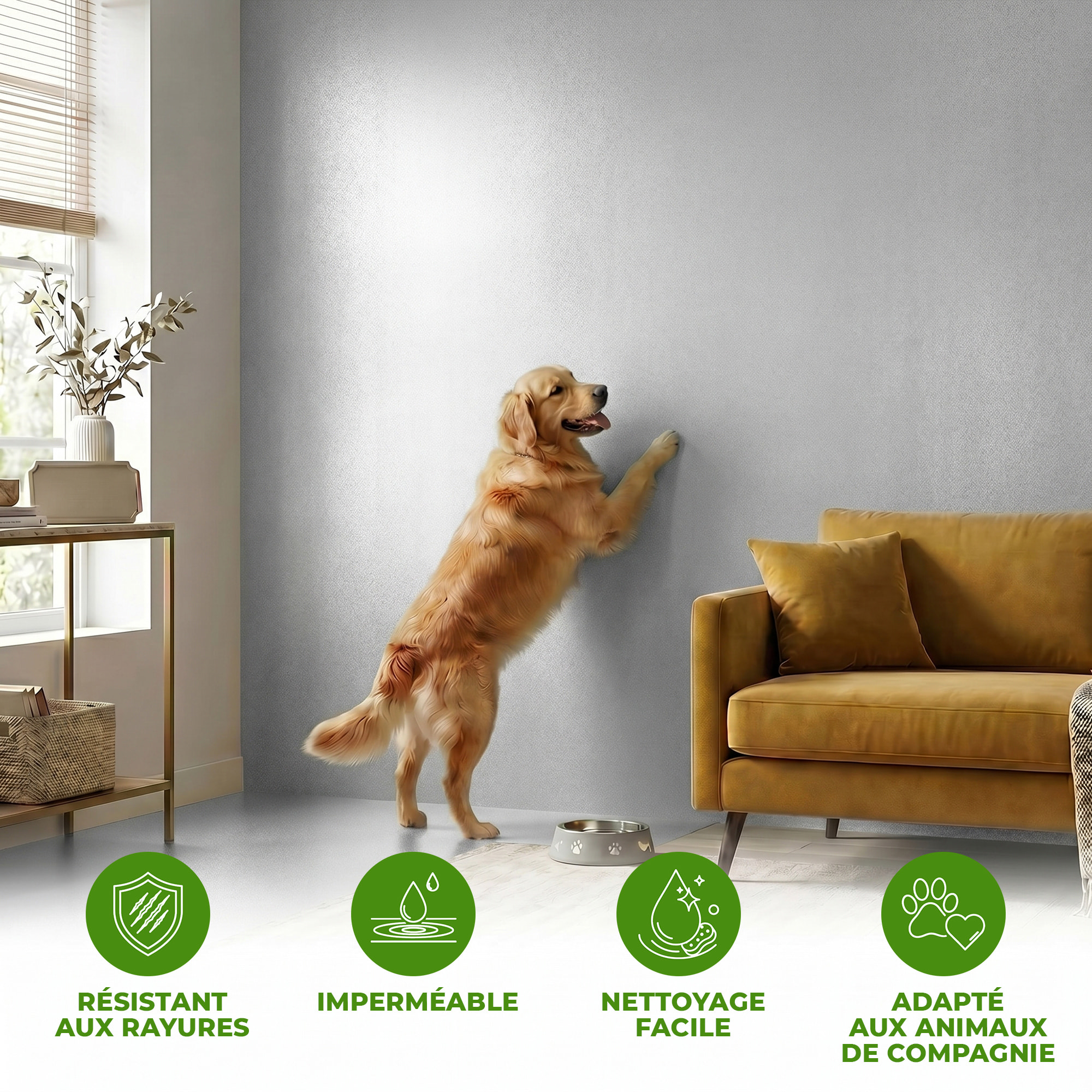 Rouleau adhésif décoratif Vinyle au Mètre - Argent - Sticker Lavable Imperméable Mur Cuisine Meubles