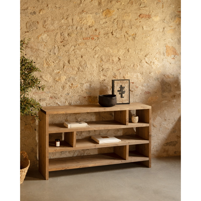 Estantería de madera maciza tono roble oscuro de 80x140cm Alto: 80 Largo: 140 Ancho: 35