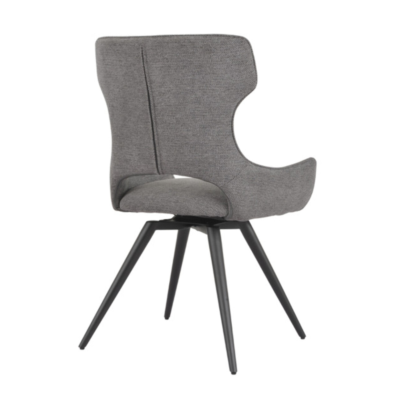 Chaise rotative 180° en tissu doux et pieds en métal noir - SUZIE