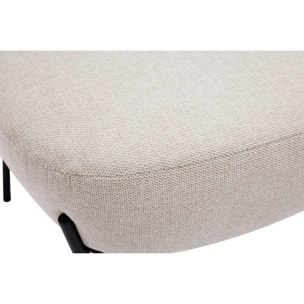 Fauteuil en tissu effet velours texturé beige et métal noir BELEY