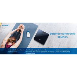 Pèse personne et capteur de silhouette connectés RENPHO Elis 2 A016 noir