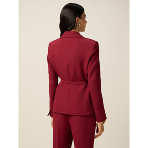 Oltre - Blazer con cinturón joya - Burgundy