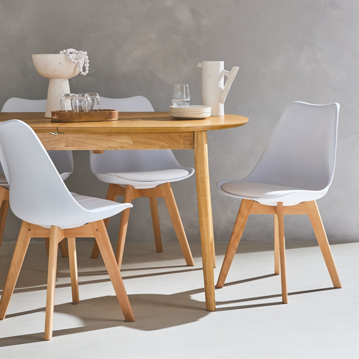 Lot de 4 chaises scandinaves. pieds bois de hêtre. chaises 1 place. blancs