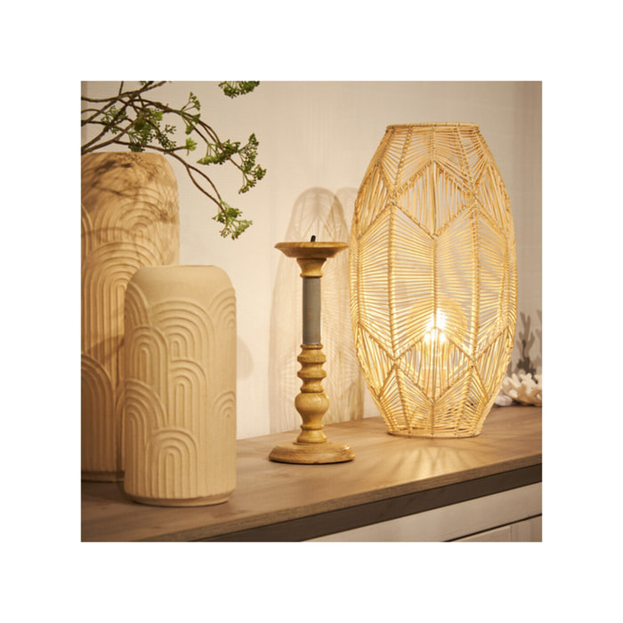 Bougeoir H. 31 cm en bois de manguier laqué - INARIE 2905 - 7236