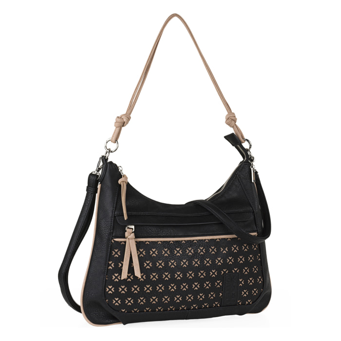 Bolso Hobo-Hombro Skpat Crosses Negro-Taupe