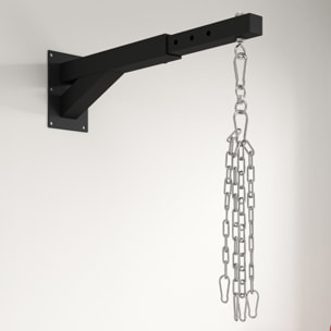 Soporte Saco Boxeo de Pared con Distancia Ajustable de 45-65 cm Gancho Giratorio de 360° y Cadenas para Entrenamiento en Gimnasio y Hogar Carga 60 kg Negro