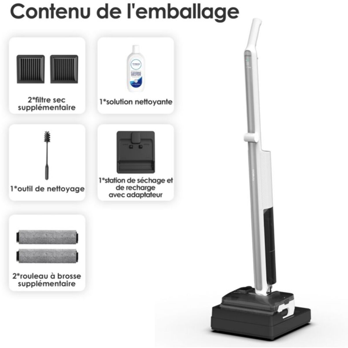 Aspirateur laveur TINECO Floor One I7 Fold Premium Blanc