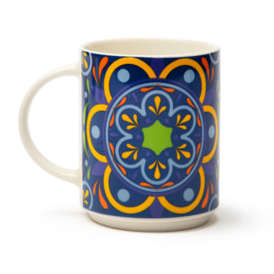 Set 4 Mug Excelsa – Puebla, New Bone China Multicolore
