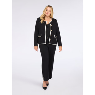Fiorella Rubino - Chaqueta bon ton en Punto Milano - Negro