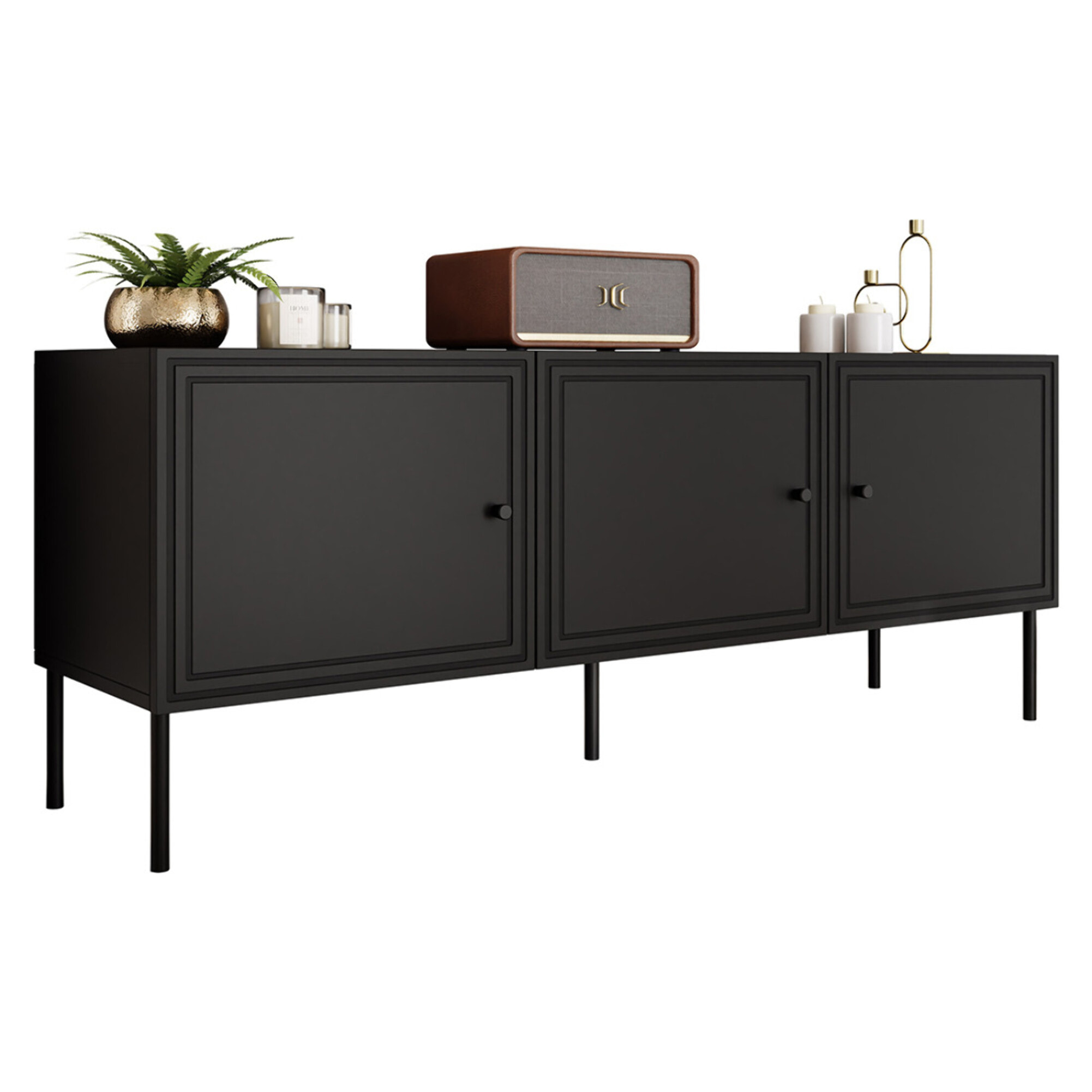 Lavaggi - meuble tv - 3 portes - 150 cm - Noir