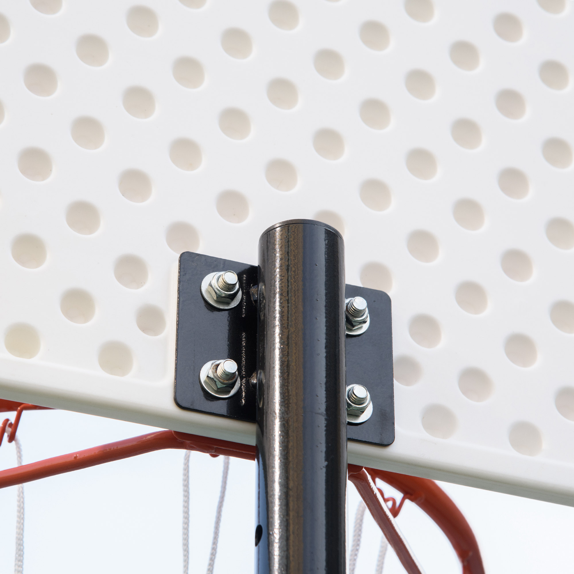 Panier de Basket-Ball sur pied avec poteau panneau - base de lestage sur roulettes - hauteur réglable 5 niveaux 2,45-2,95 m - acier HDPE noir blanc