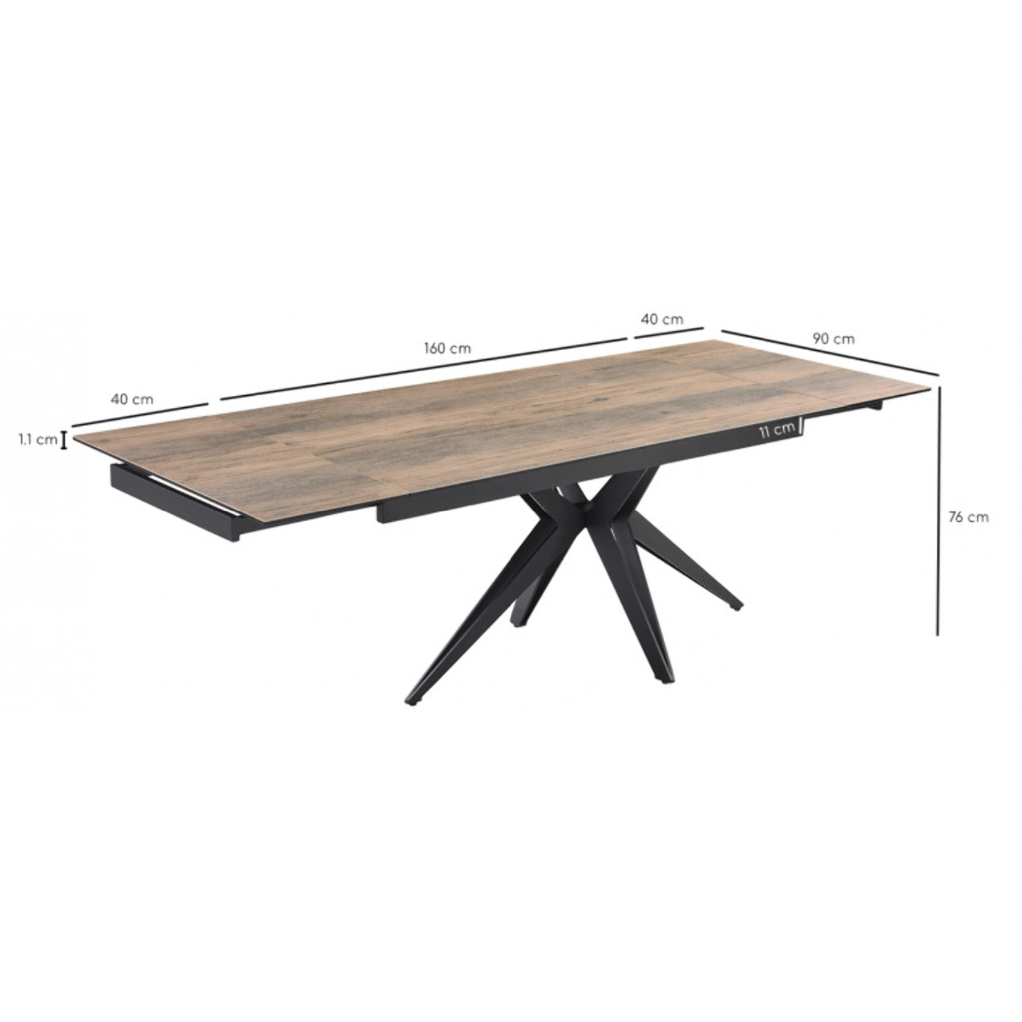 Table extensible en céramique finition bois L160/240cm - 9 piètements - UNIK