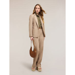 Motivi - Pantalones palazzo mezcla de lino - Beige