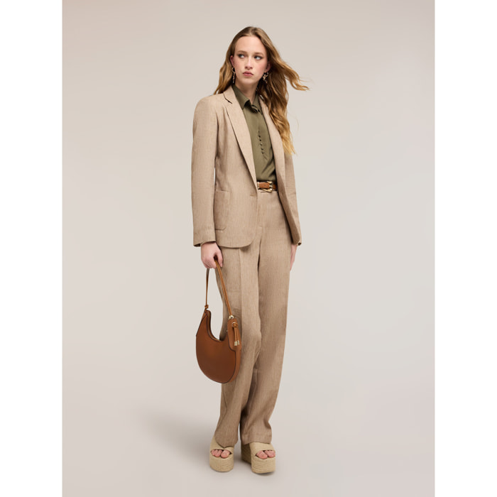 Motivi - Pantalones palazzo mezcla de lino - Beige