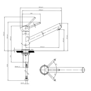 Robinet cuisine rabattable Como window acier massif