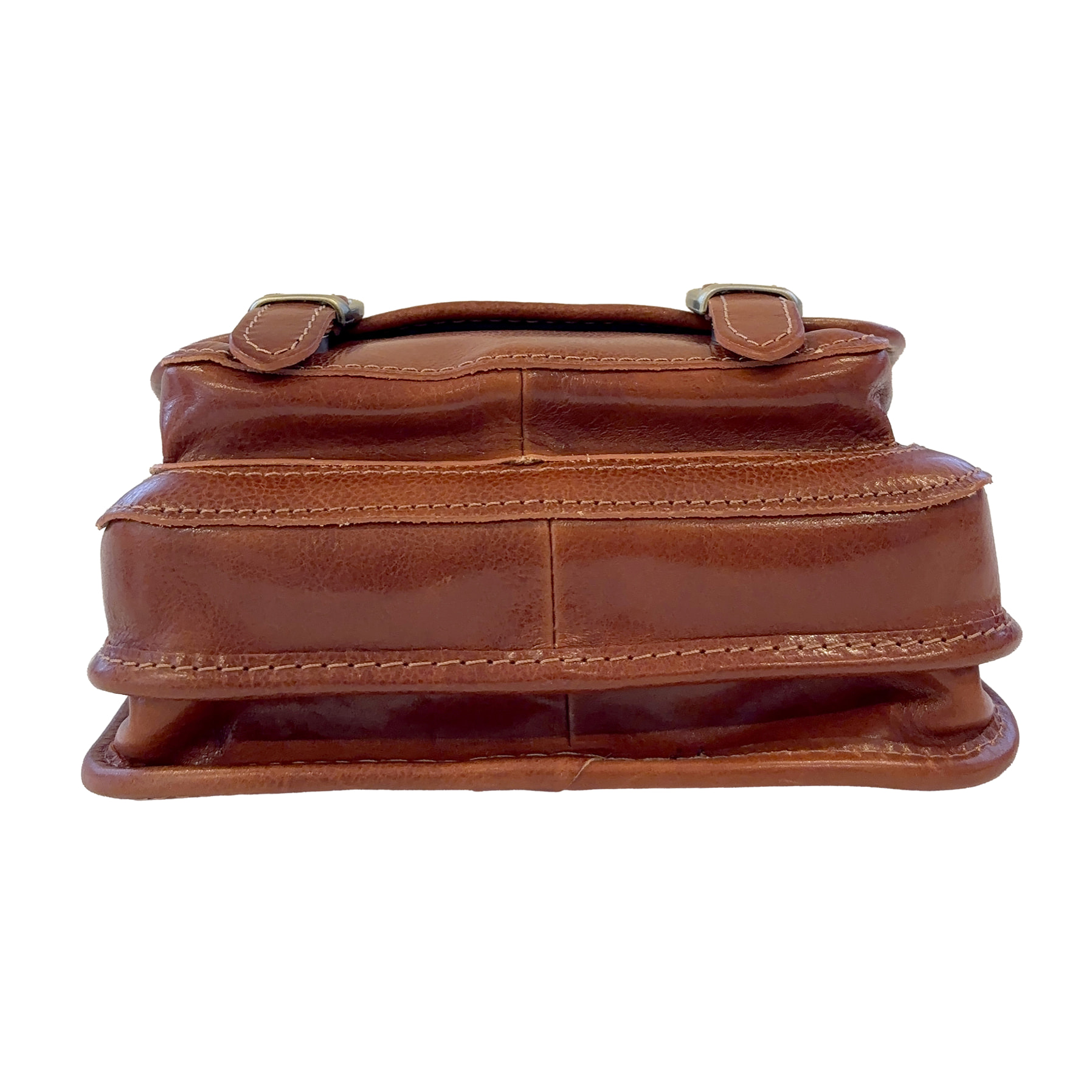 Borsa a Tracolla in Pelle da Donna, Tracolla Vintage con Doppia Fibbia e Chiusura Magnetica