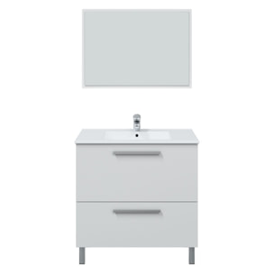 Mueble baño luis 1p1c 80cm color blanco brillo con espejo, sin lavabo