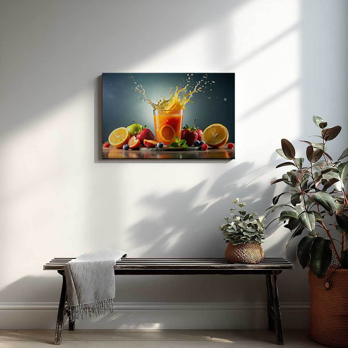 Tableau cocktail vitaminé éclaboussant Toile imprimée