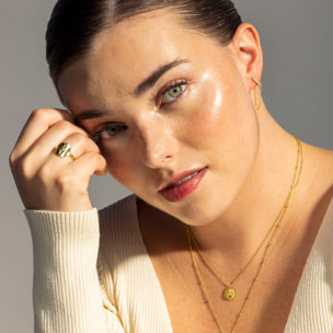 Anillo de Circonita Brillante acabado en oro amarillo de 18K- Leri