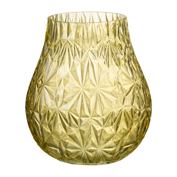 J-Line vase Nox Taillé - verre - jaune - small - 22.5 cm de hauteur
