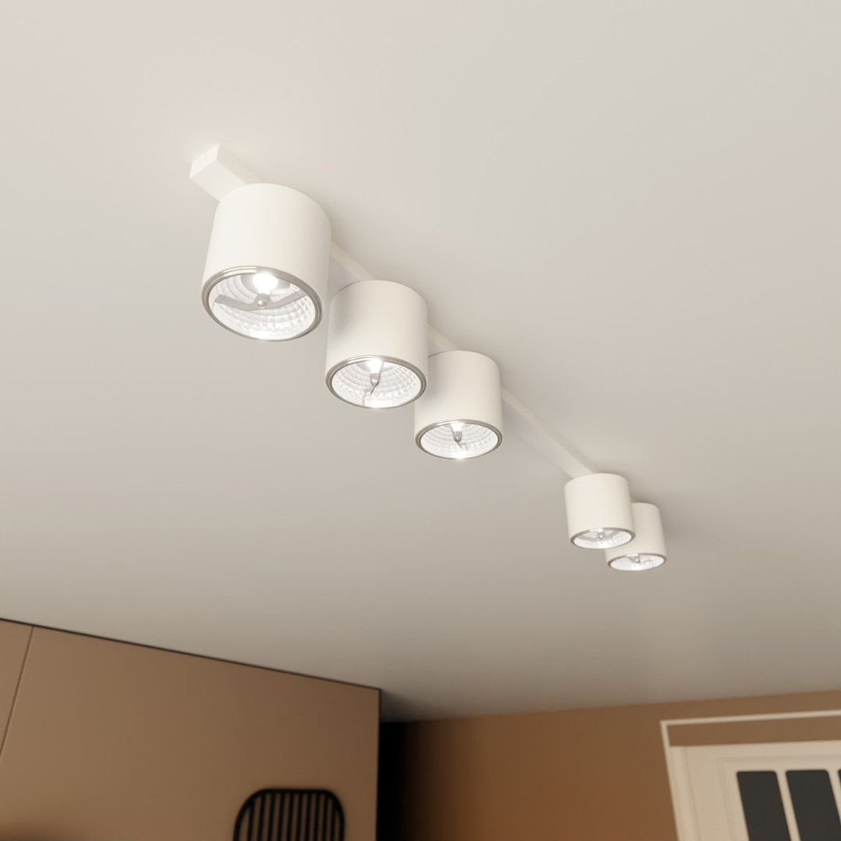 Faretto da soffitto Nano in acciaio bianco opaco