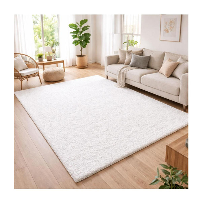 Tapis poils longs shaggy tissé motif uni ZASIVE