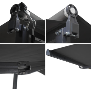 Store double pente FRENE sur pieds 3,95 x 3 m - Toile anthracite et structure grise