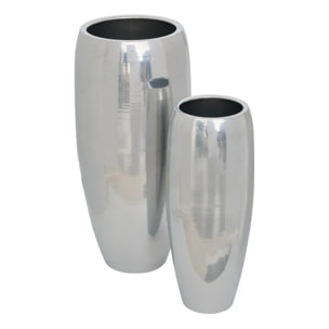 2 Caches-pot Reso en Acier 33x33x70cm Argent